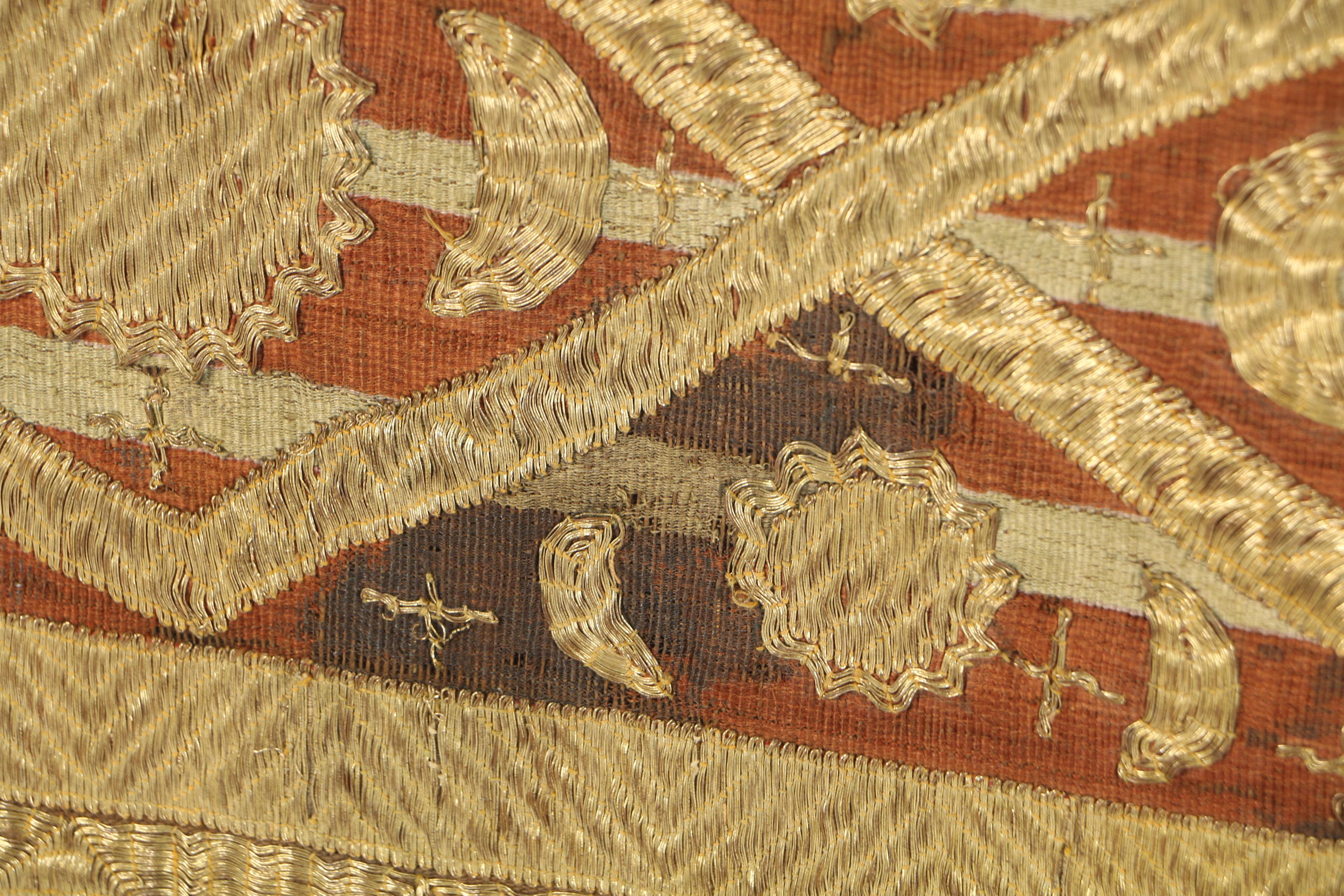 Antique Indonesian Style Silk and Gold Thread Tapis