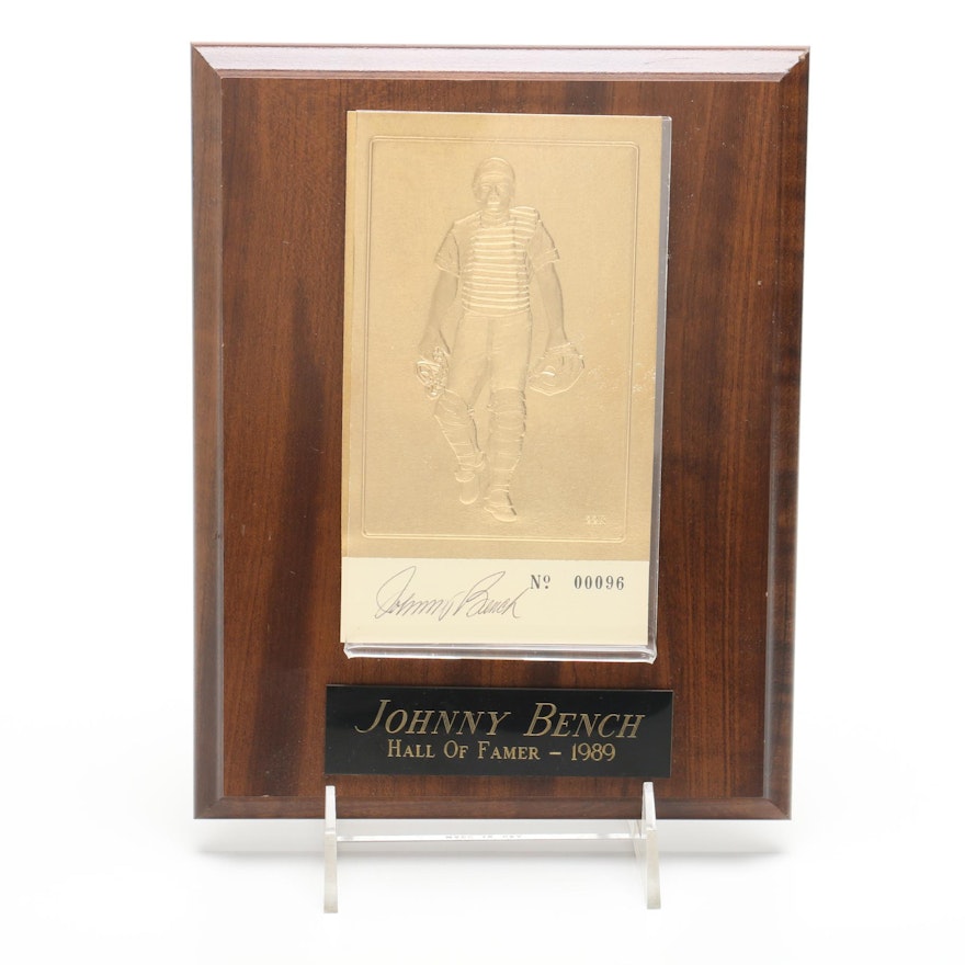1989 Johnny Bench Cincinnati Reds Signed Hall of Fame Plaque