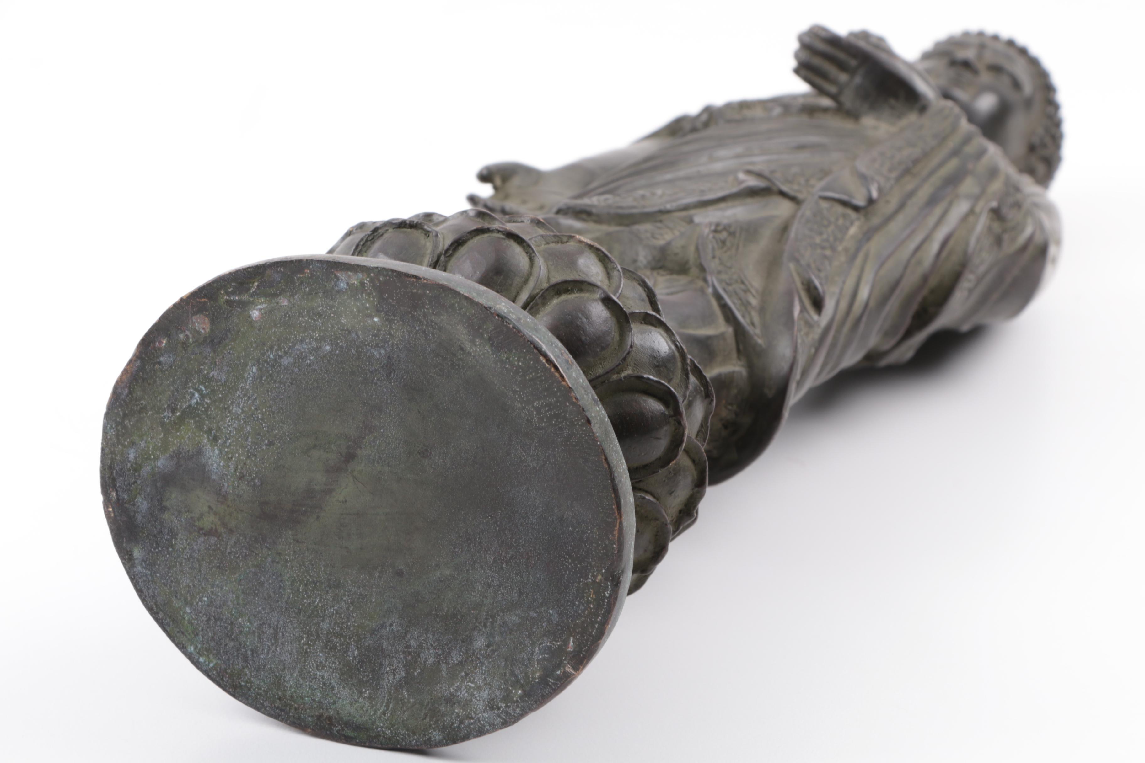 Antique Qing Dynasty Chinese Standing Buddha Bronze Statue