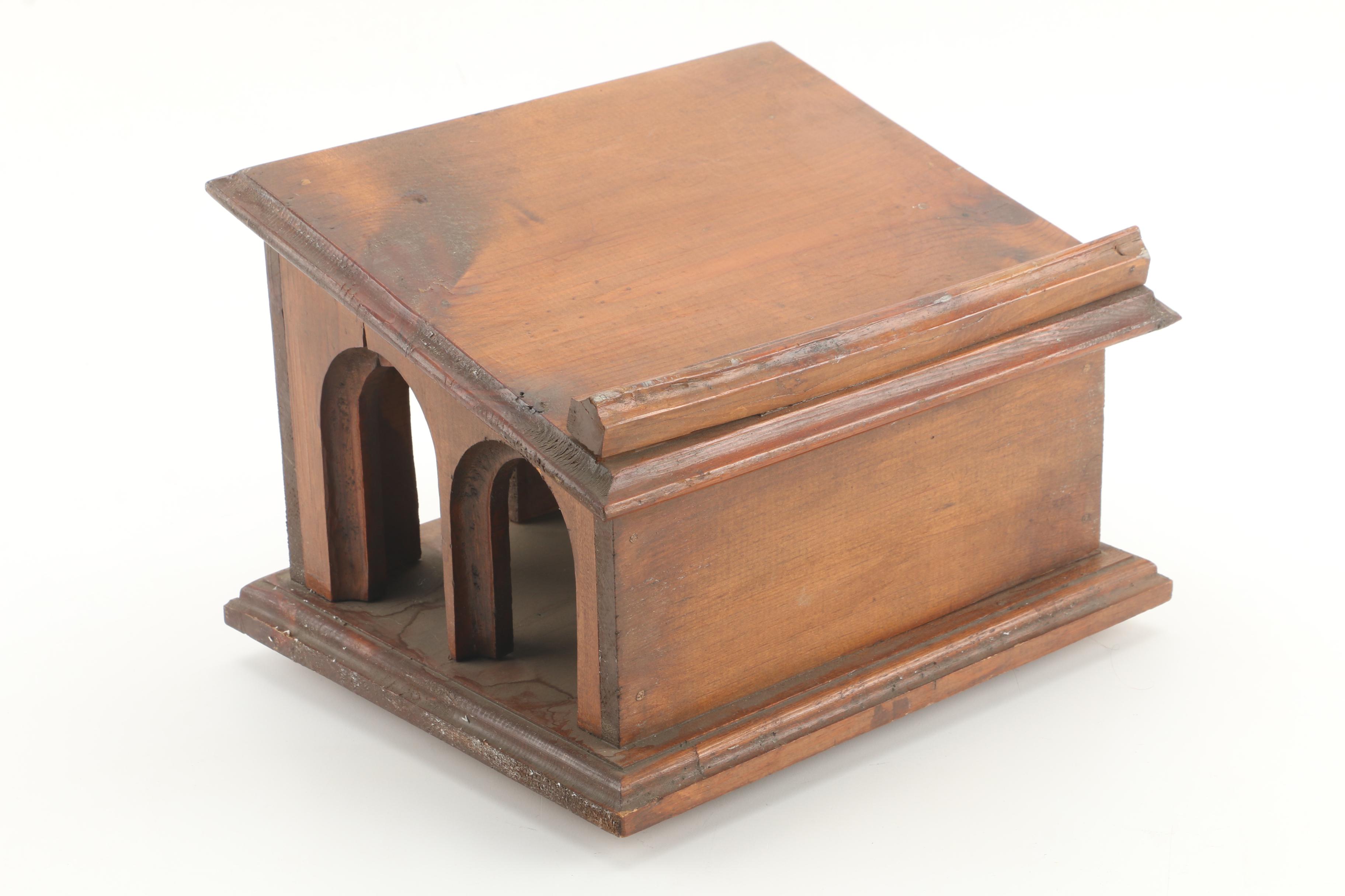 Vintage Wooden Offering Plate and Tabletop Lectern