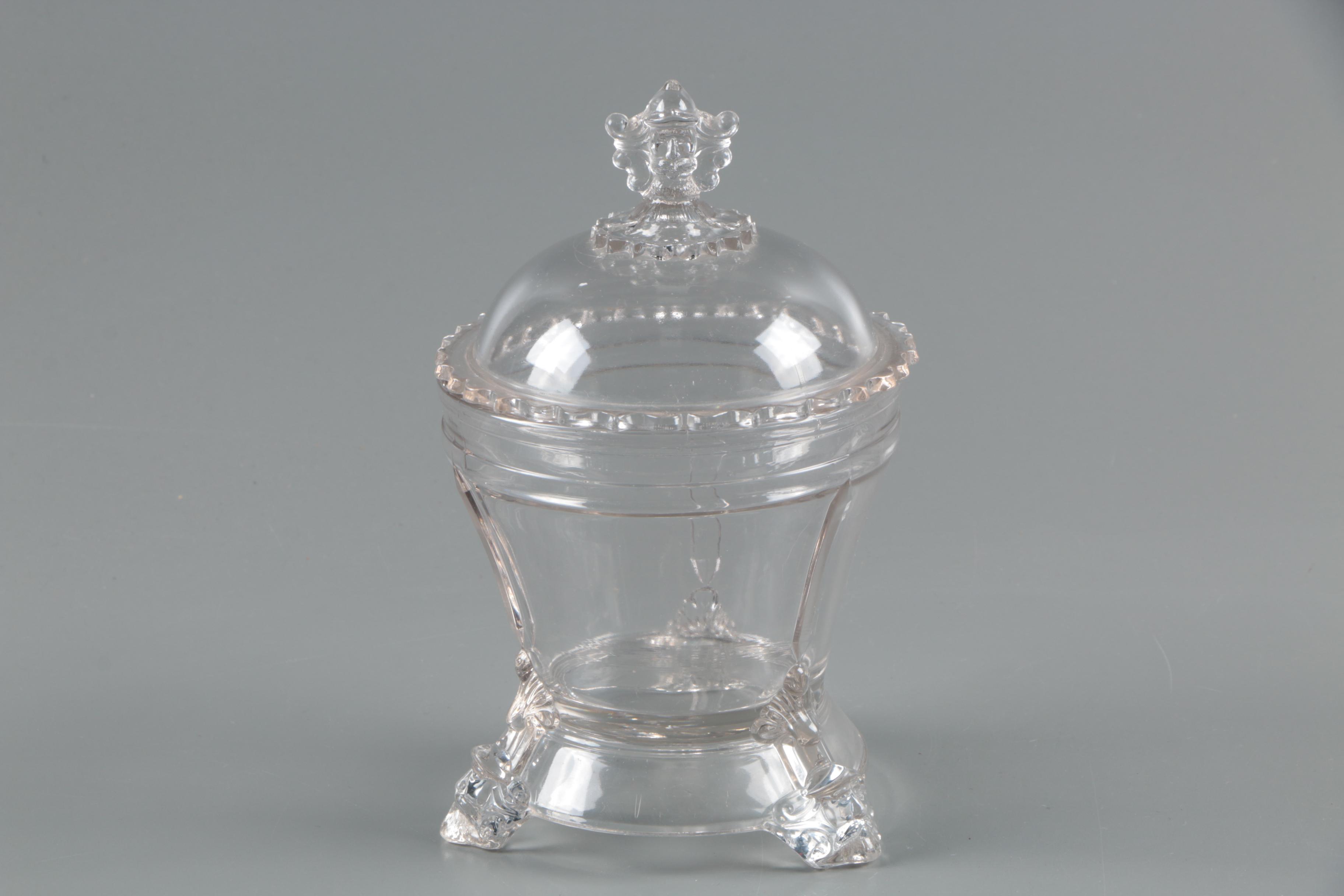 Antique EAPG Hobbs Brockunier Covered Compote with Ruffled Glass Console Bowl