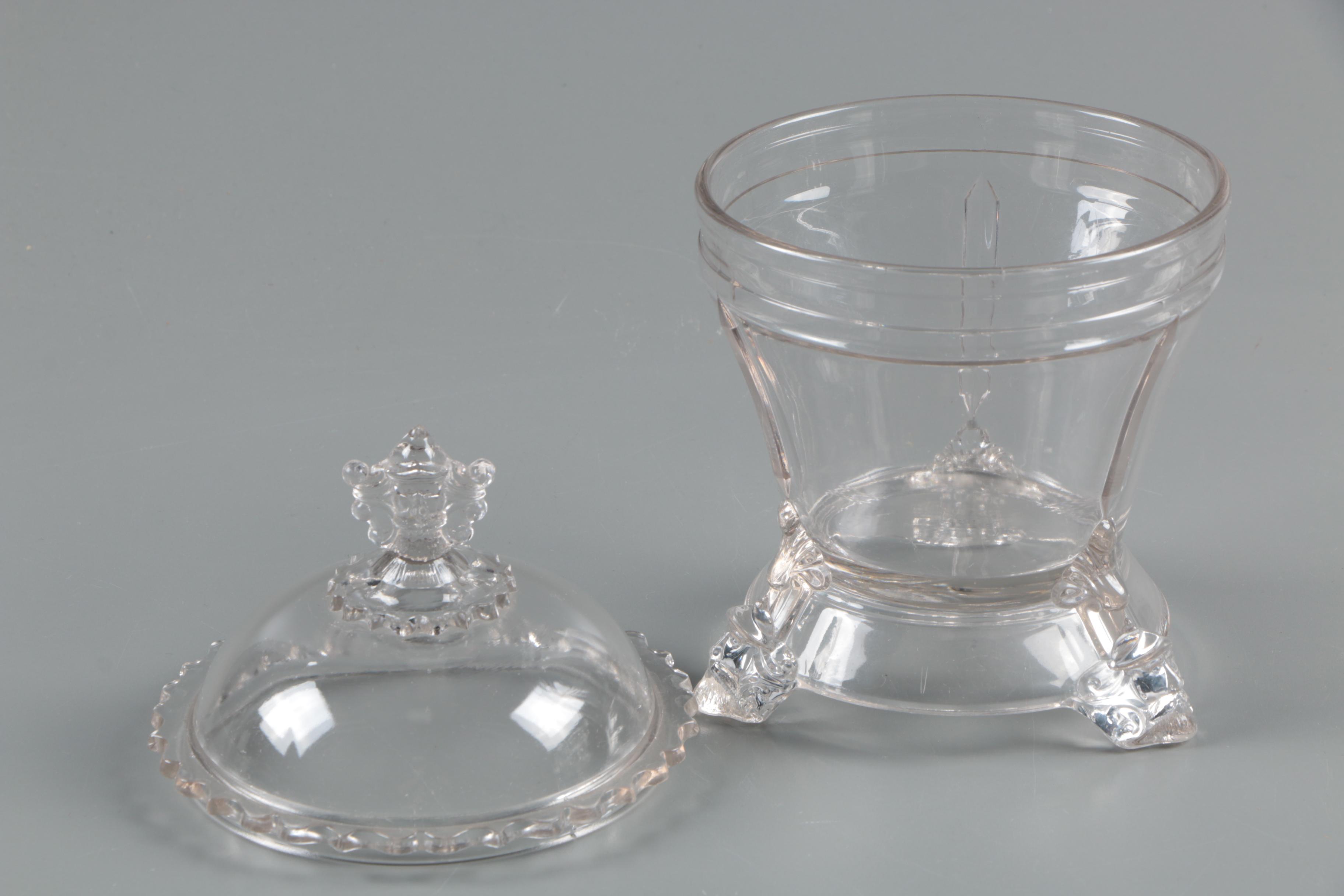 Antique EAPG Hobbs Brockunier Covered Compote with Ruffled Glass Console Bowl