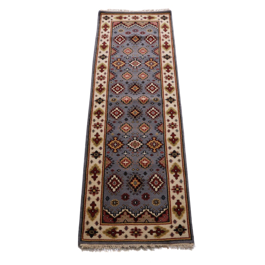 Hand-Knotted Pakistani Kazak Carpet Runner