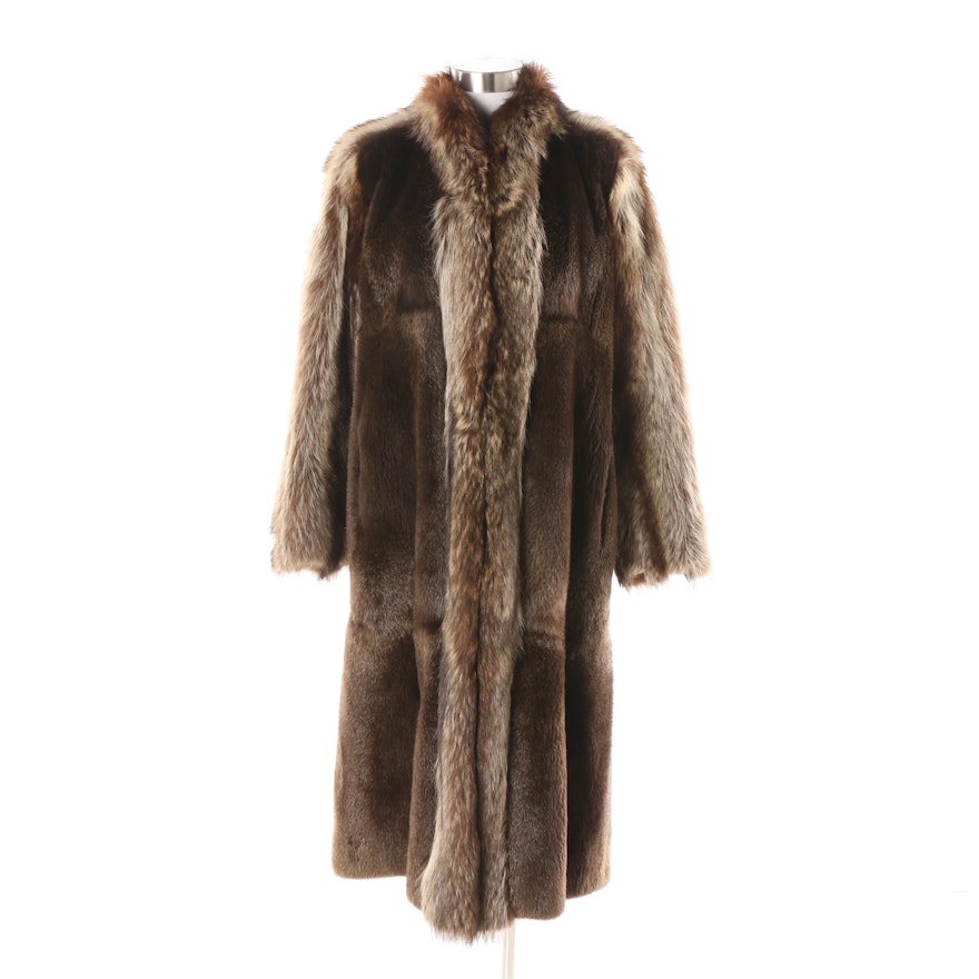 Women's Yves Saint Laurent Raccoon and Sheared Beaver Coat