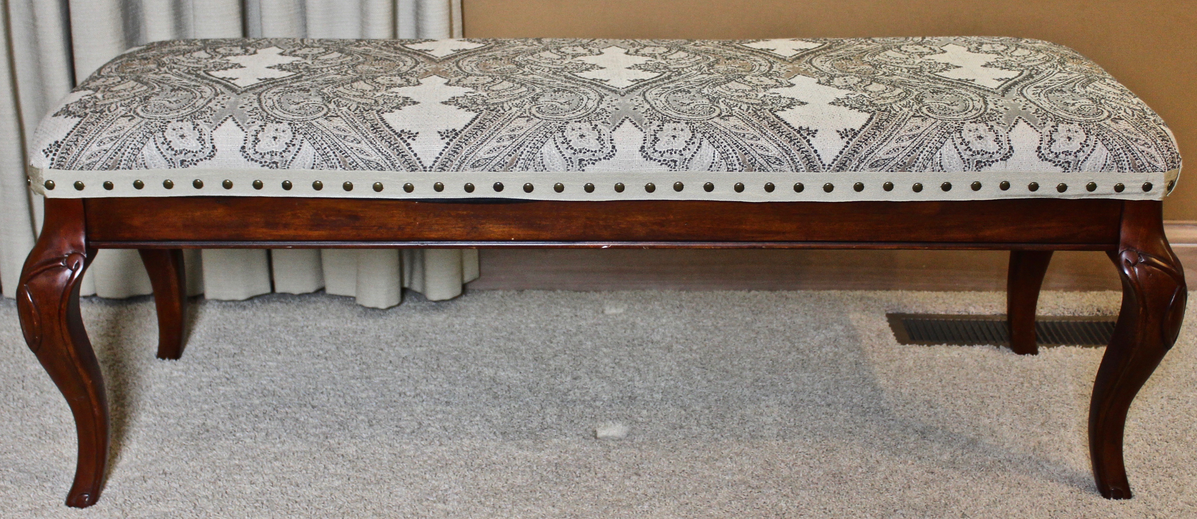 Upholstered Bedroom Bench with Nailhead Trim