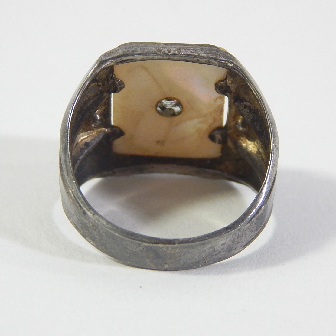 Sterling Silver Military Ring with Mother of Pearl and Air Force Wings