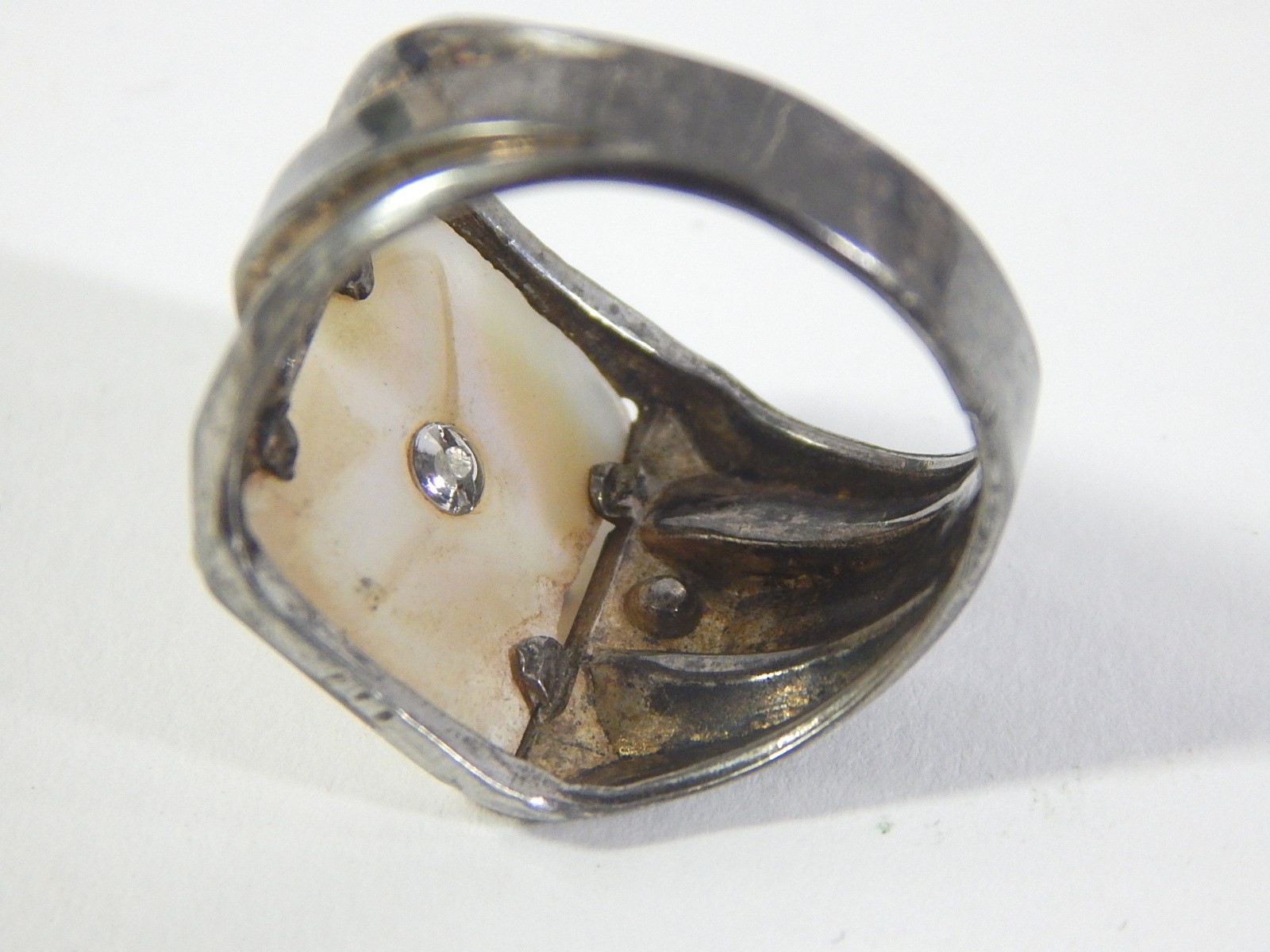 Sterling Silver Military Ring with Mother of Pearl and Air Force Wings