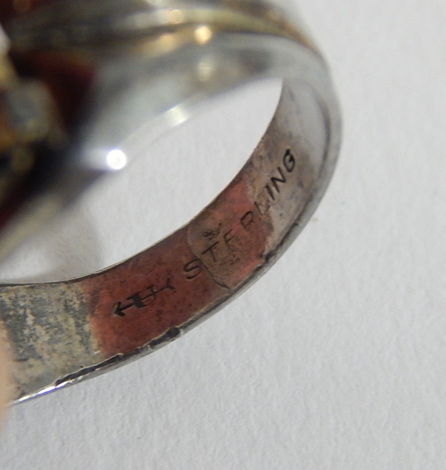 Sterling Silver Military Ring with Mother of Pearl and Air Force Wings