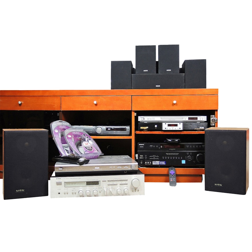 Home Theater Equipment Including RCA, Sony, Monster Power, and More