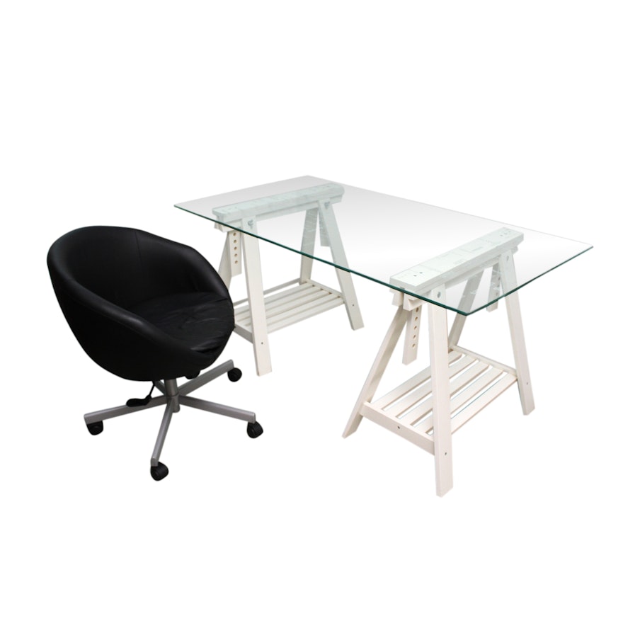 Ikea Vika Glassholm "Love" Desk and Ikea Skruvista Desk Chair