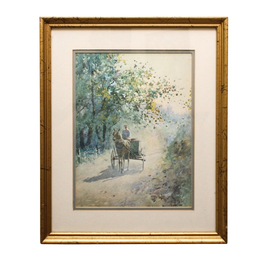 Offset Lithograph after Paul Sawyier "Morning Ride"