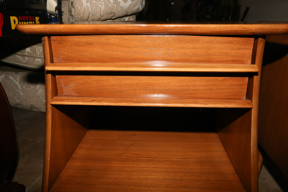 Vintage Mid Century Modern Walnut "The Foreteller" Nightstands by Kent-Coffey