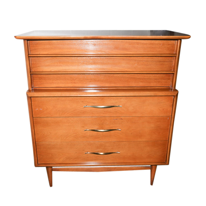 Vintage Mid Century Modern Walnut "The Foreteller" Tall Chest by Kent-Coffey