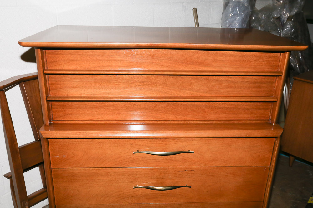 Vintage Mid Century Modern Walnut "The Foreteller" Tall Chest by Kent-Coffey
