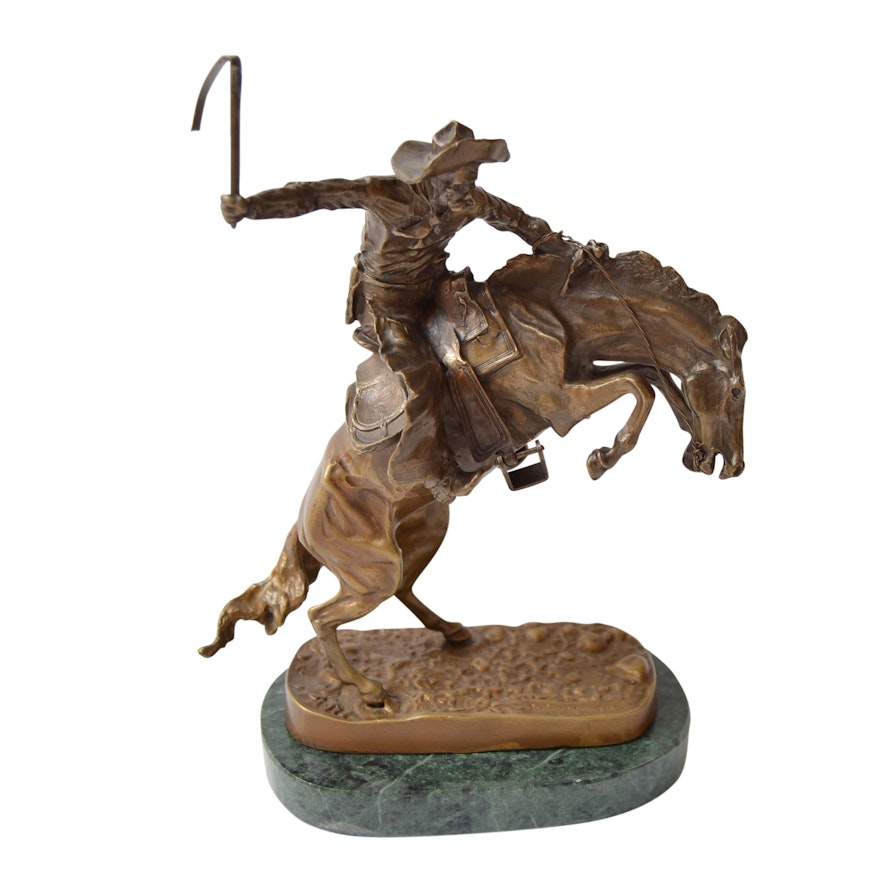 Bronze Sculpture After Frederic Remington "Bronco Buster"