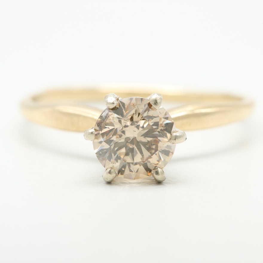 14K Yellow Gold Diamond Solitaire Ring