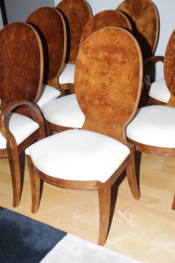 Century Furniture Burl Wood Veneer Dining Chairs