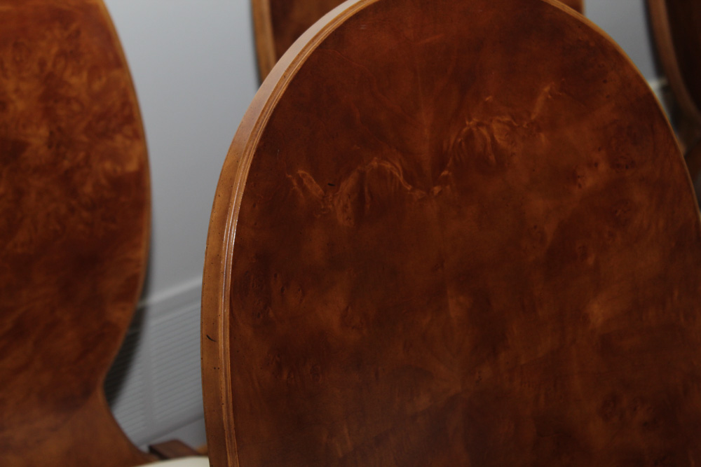 Century Furniture Burl Wood Veneer Dining Chairs