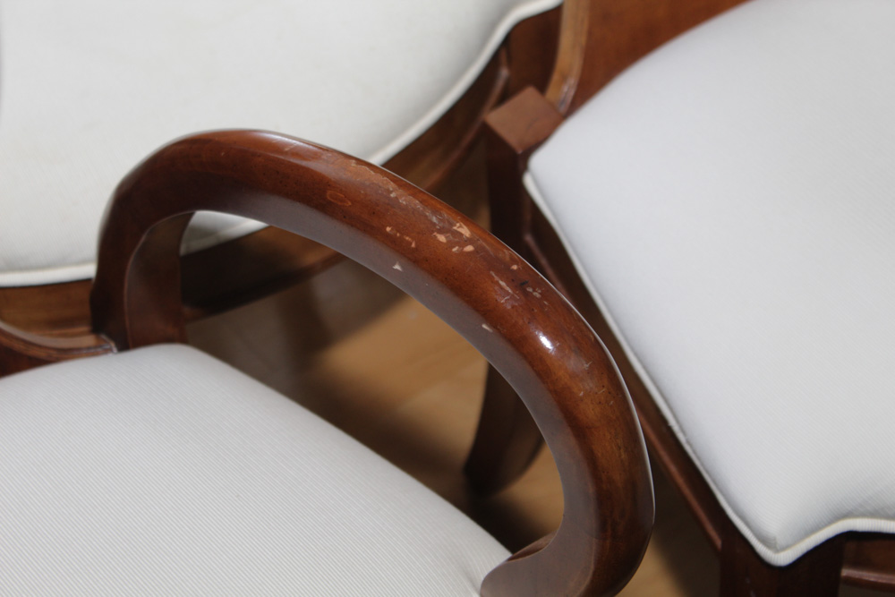 Century Furniture Burl Wood Veneer Dining Chairs