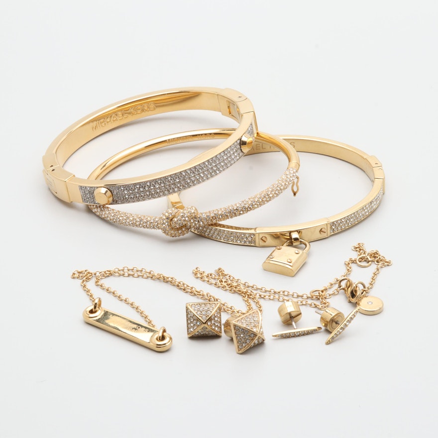 Michael Kors Gold Tone Foilback Jewelry Assortment