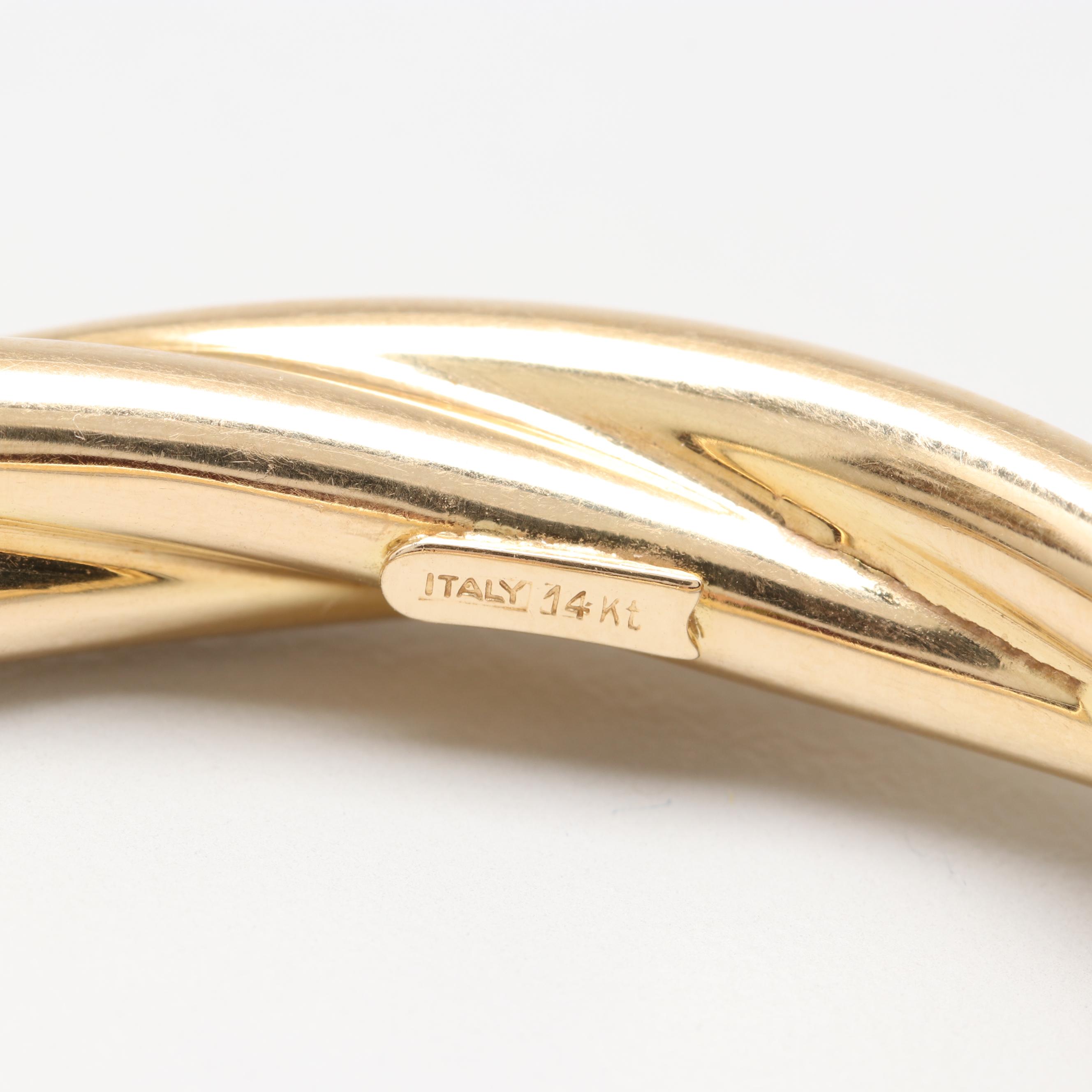 Italian 14K Yellow Gold Twisted Bangle Bracelet