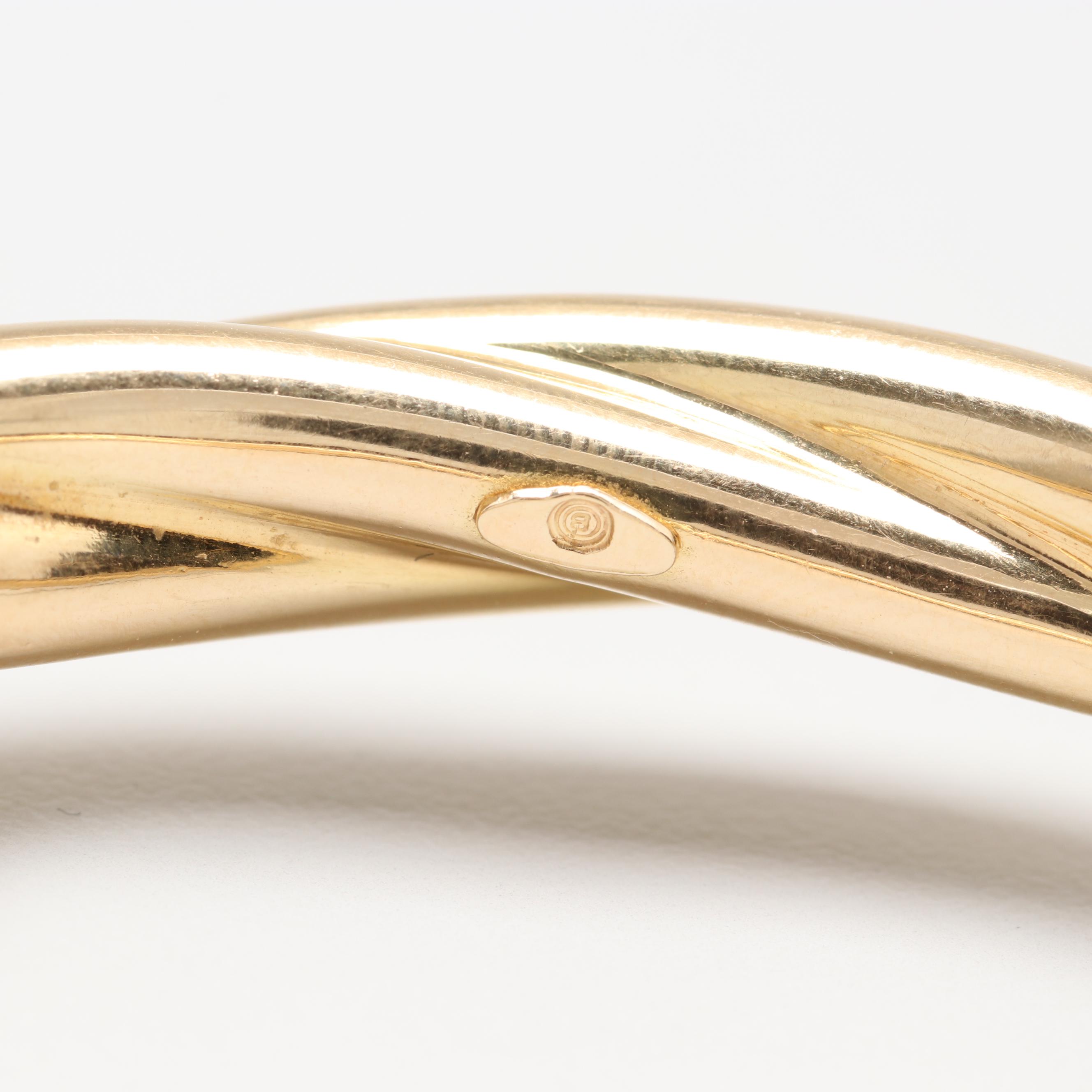 Italian 14K Yellow Gold Twisted Bangle Bracelet
