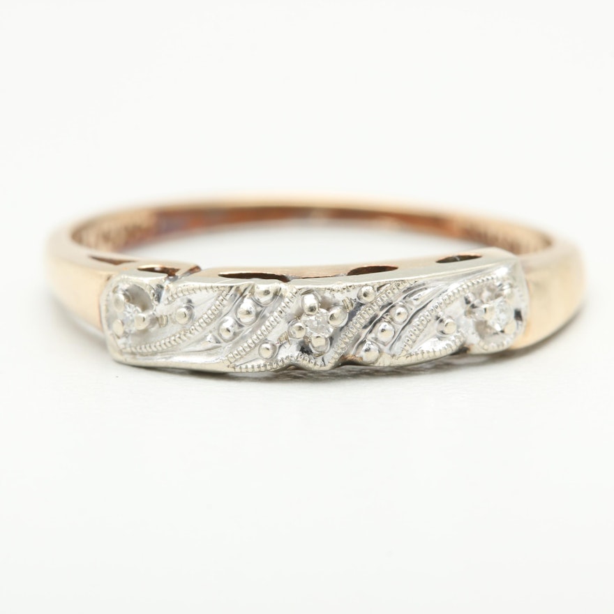 Vintage Eisenstadt Mfg. 14K Yellow Gold Diamond Ring with White Gold Accents