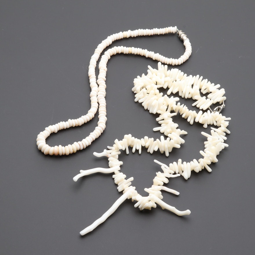 Pair of Coral and Shell Necklaces