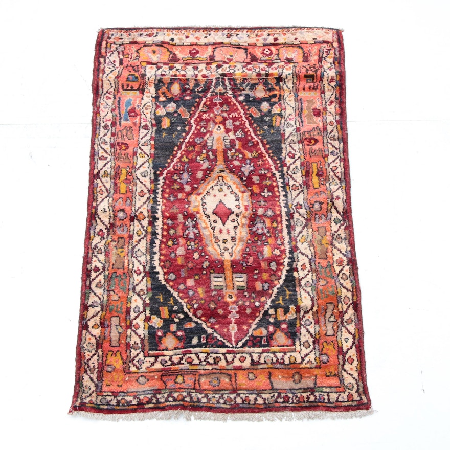 Vintage Hand-Knotted Persian Qashqai Accent Rug