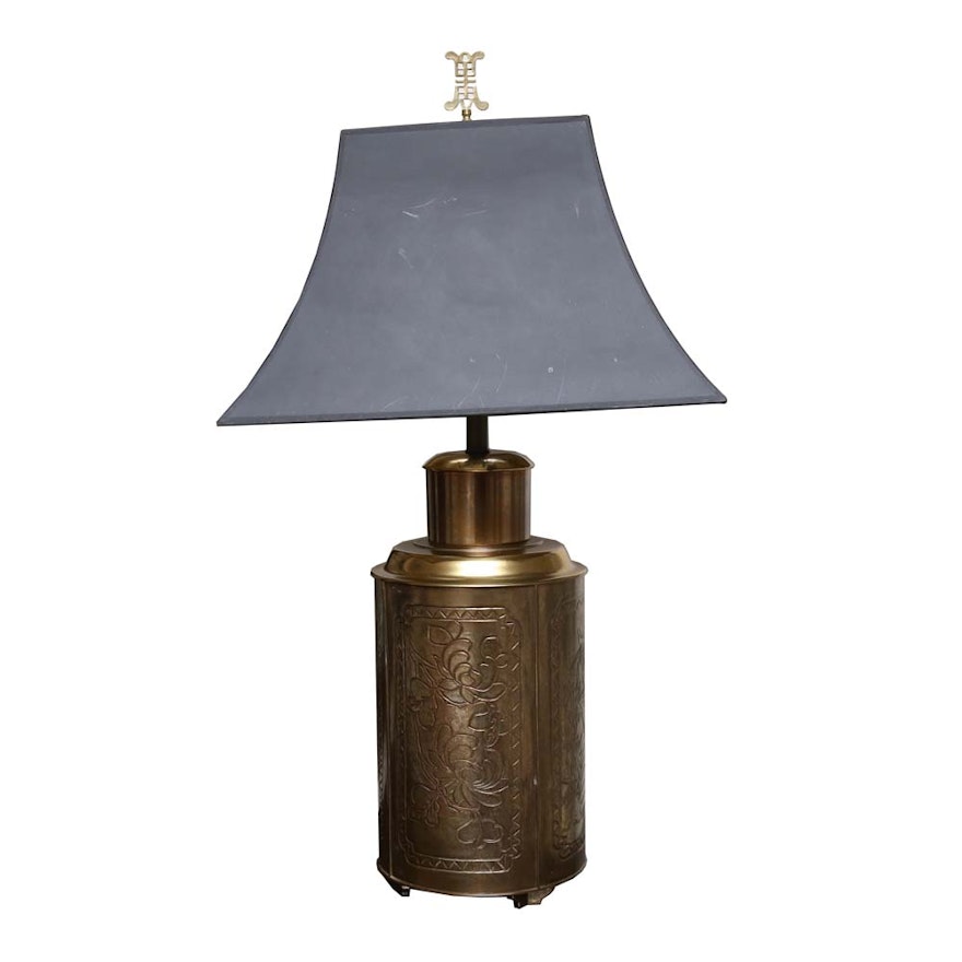 Chinese Brass Tone Table Lamp