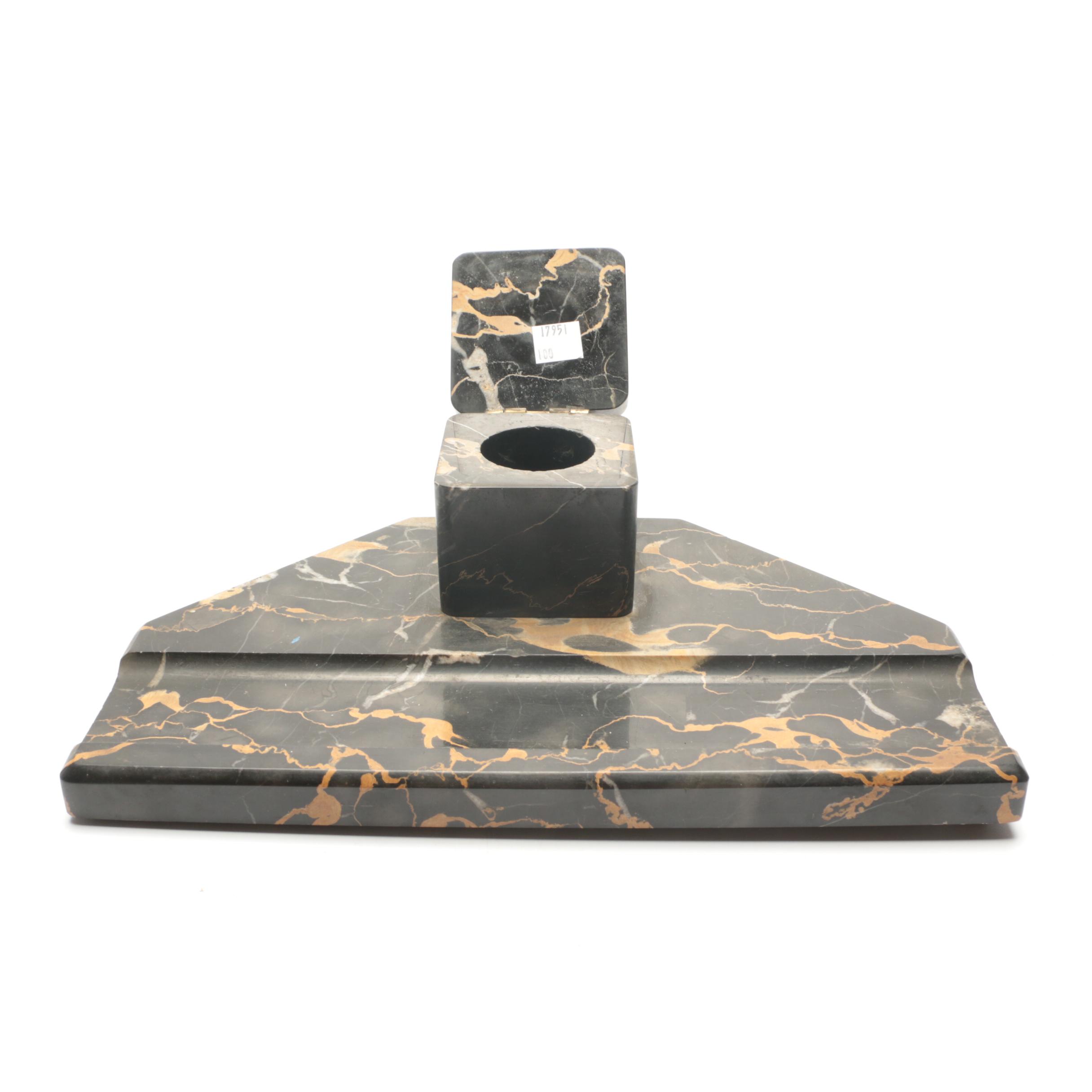 Black and Gold Marble Desk Set