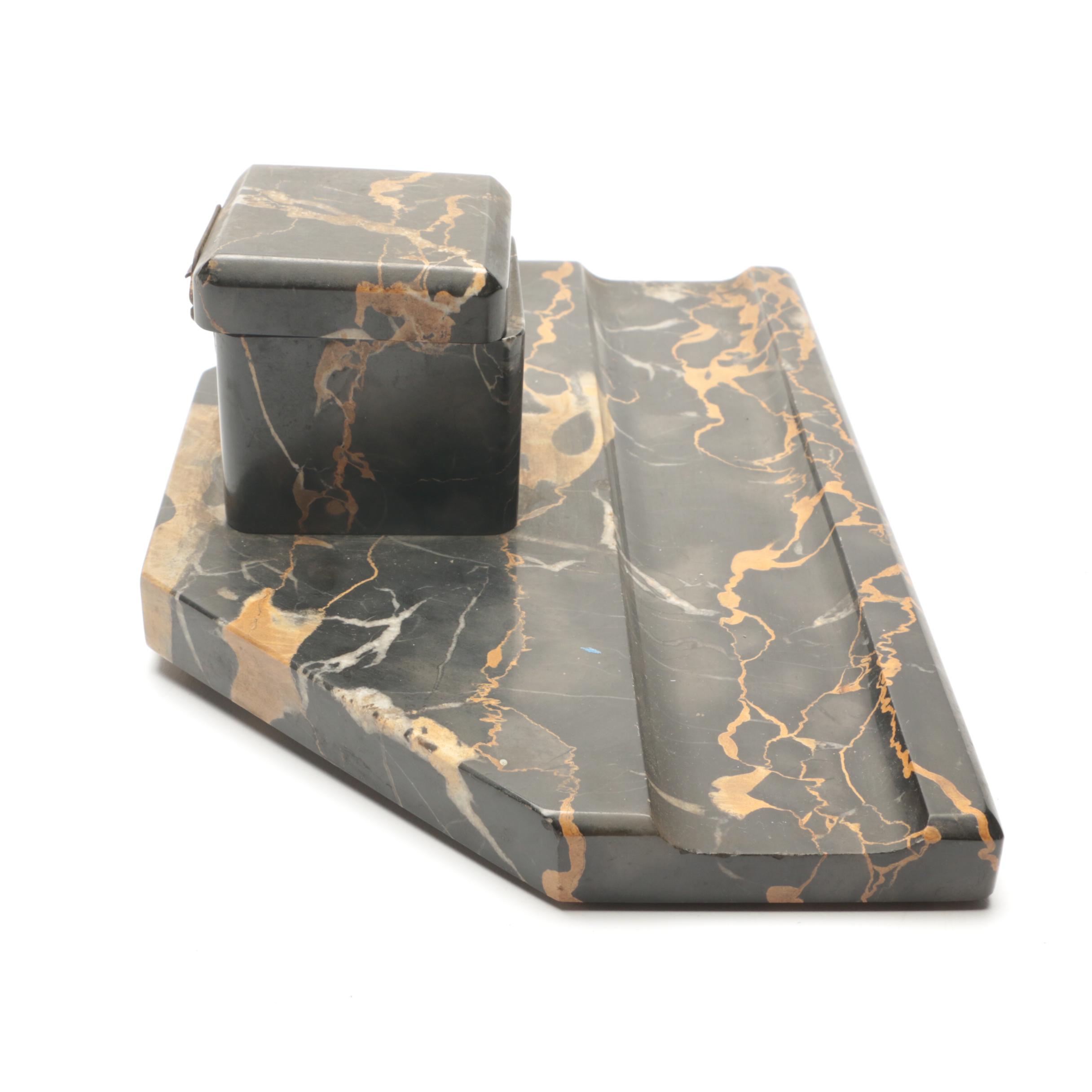Black and Gold Marble Desk Set
