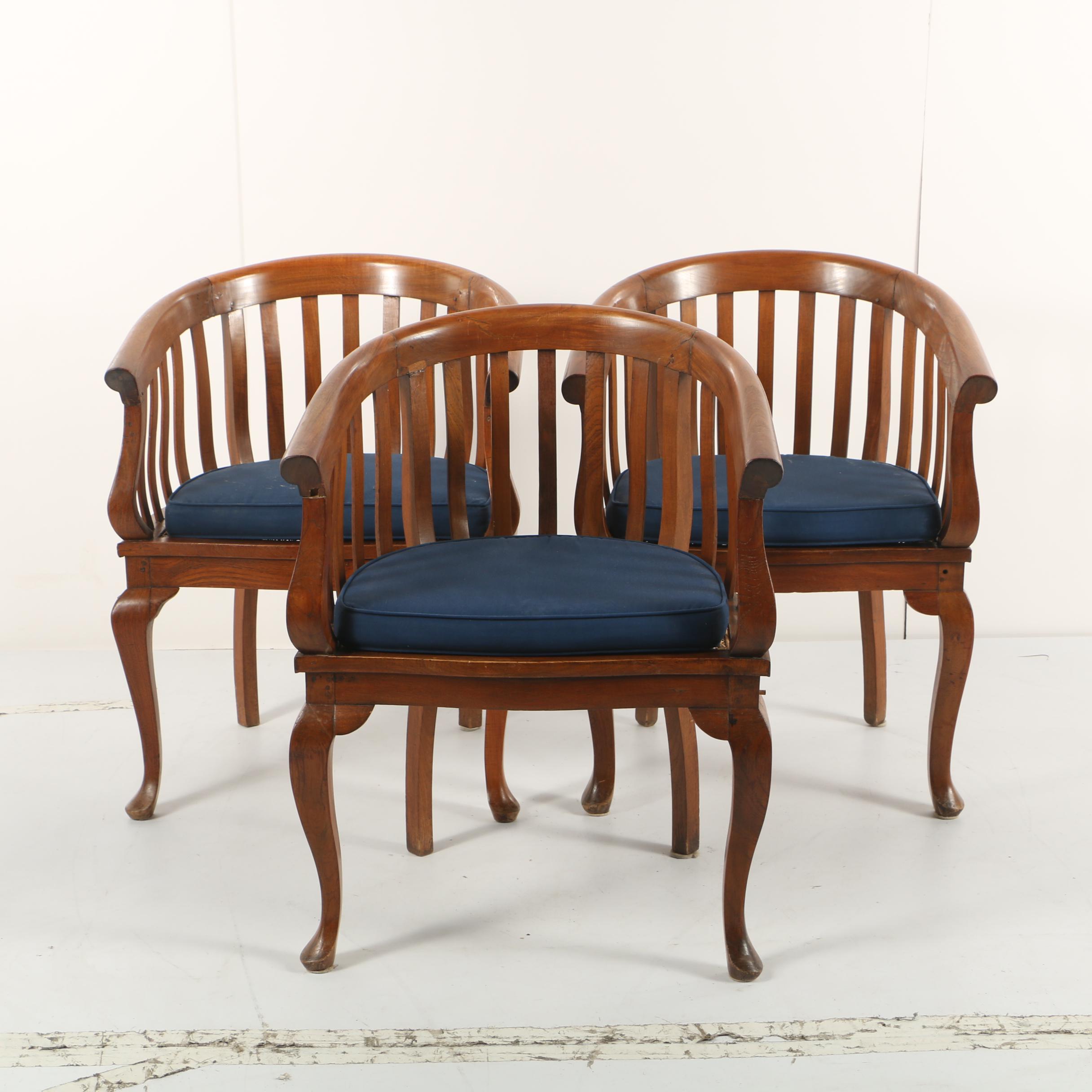 Slat Back Barrel Chairs