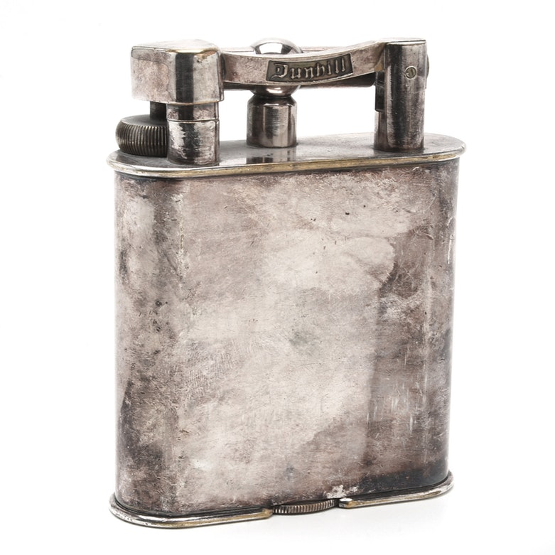 Large English Dunhill Silver Plated Table Lighter