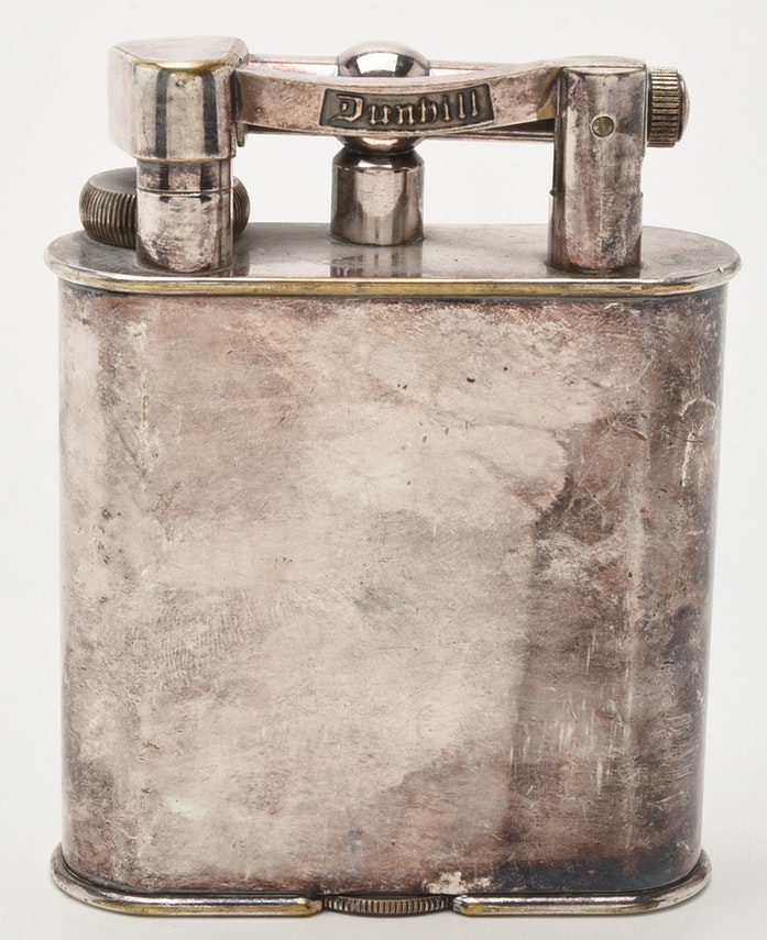 Large English Dunhill Silver Plated Table Lighter