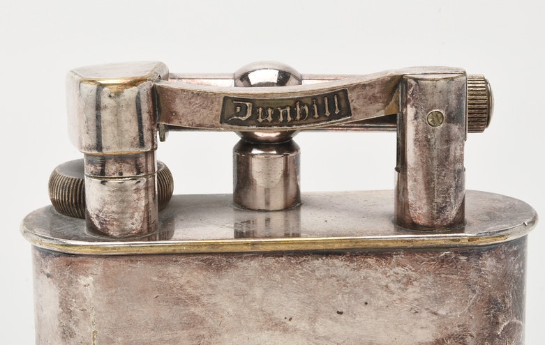 Large English Dunhill Silver Plated Table Lighter