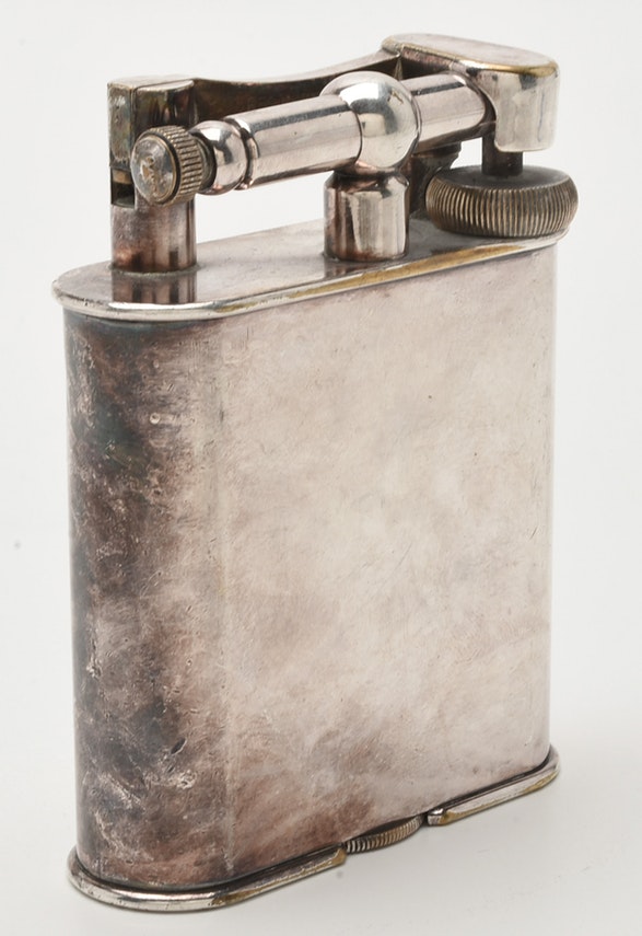 Large English Dunhill Silver Plated Table Lighter