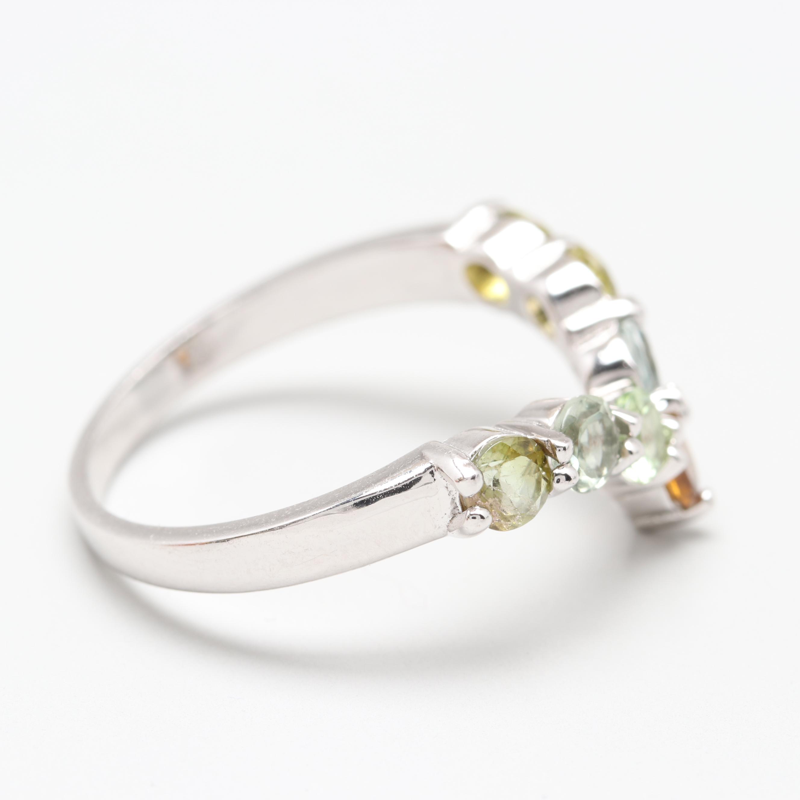 Sterling Silver Ring Selection Including Sapphires and Tourmaline