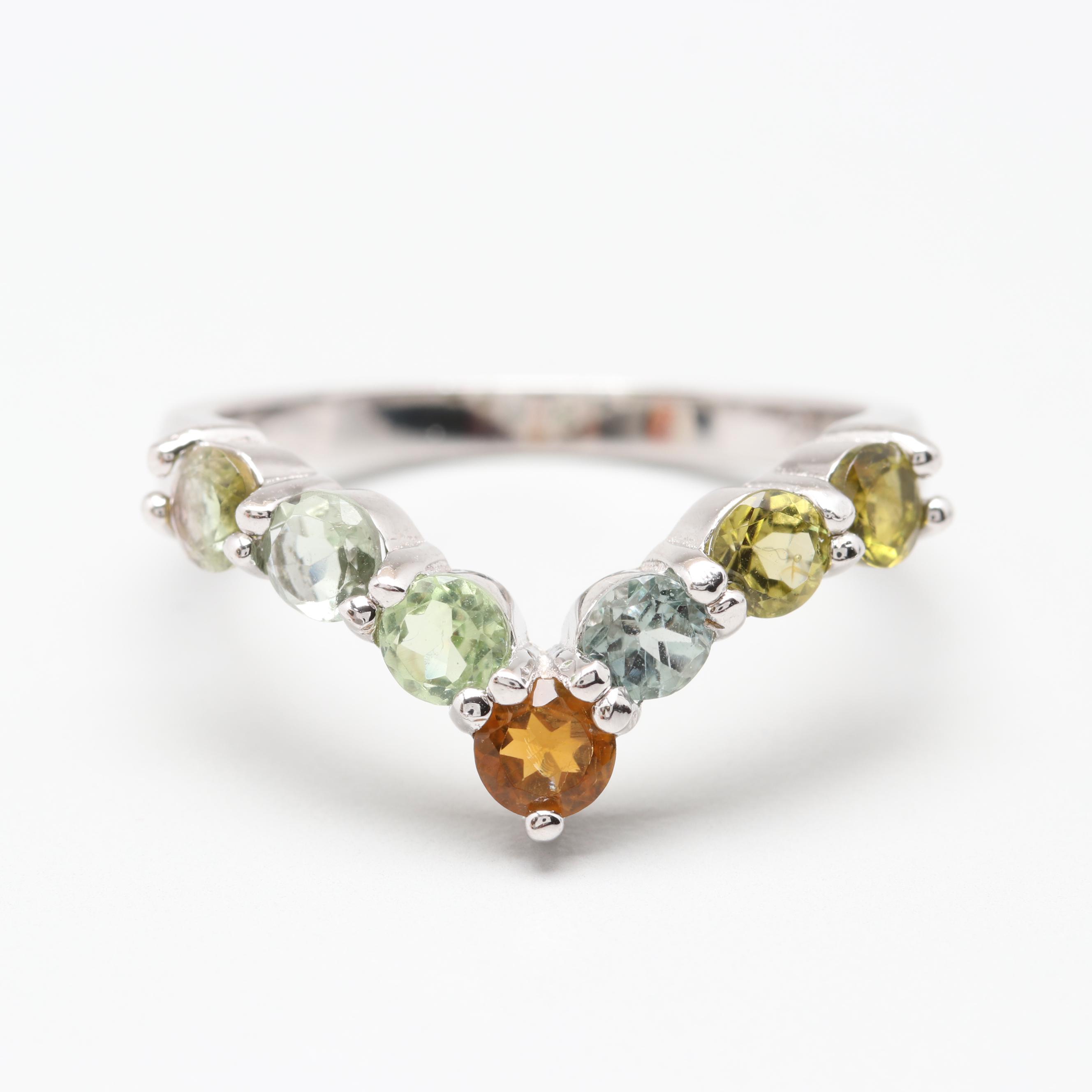 Sterling Silver Ring Selection Including Sapphires and Tourmaline