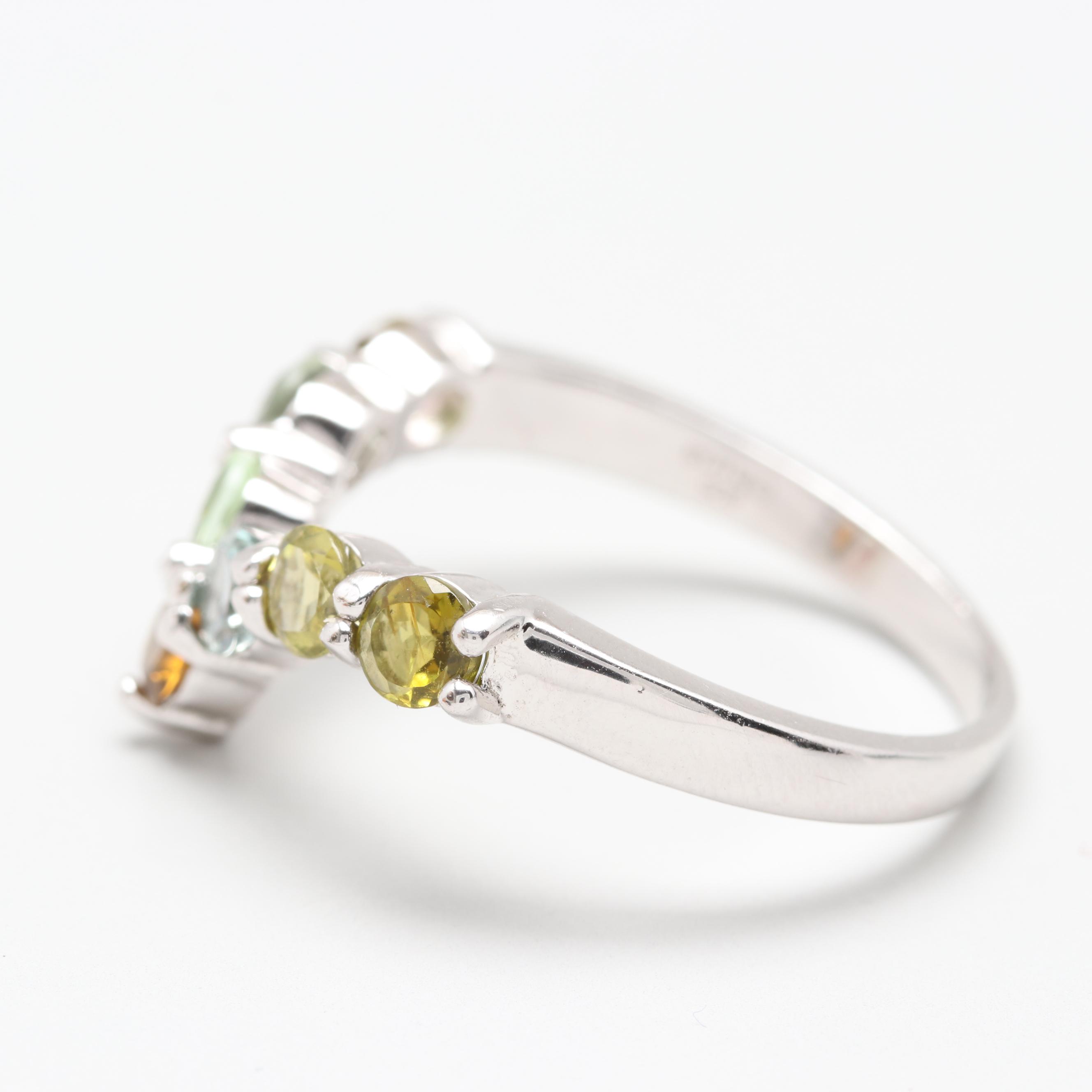 Sterling Silver Ring Selection Including Sapphires and Tourmaline