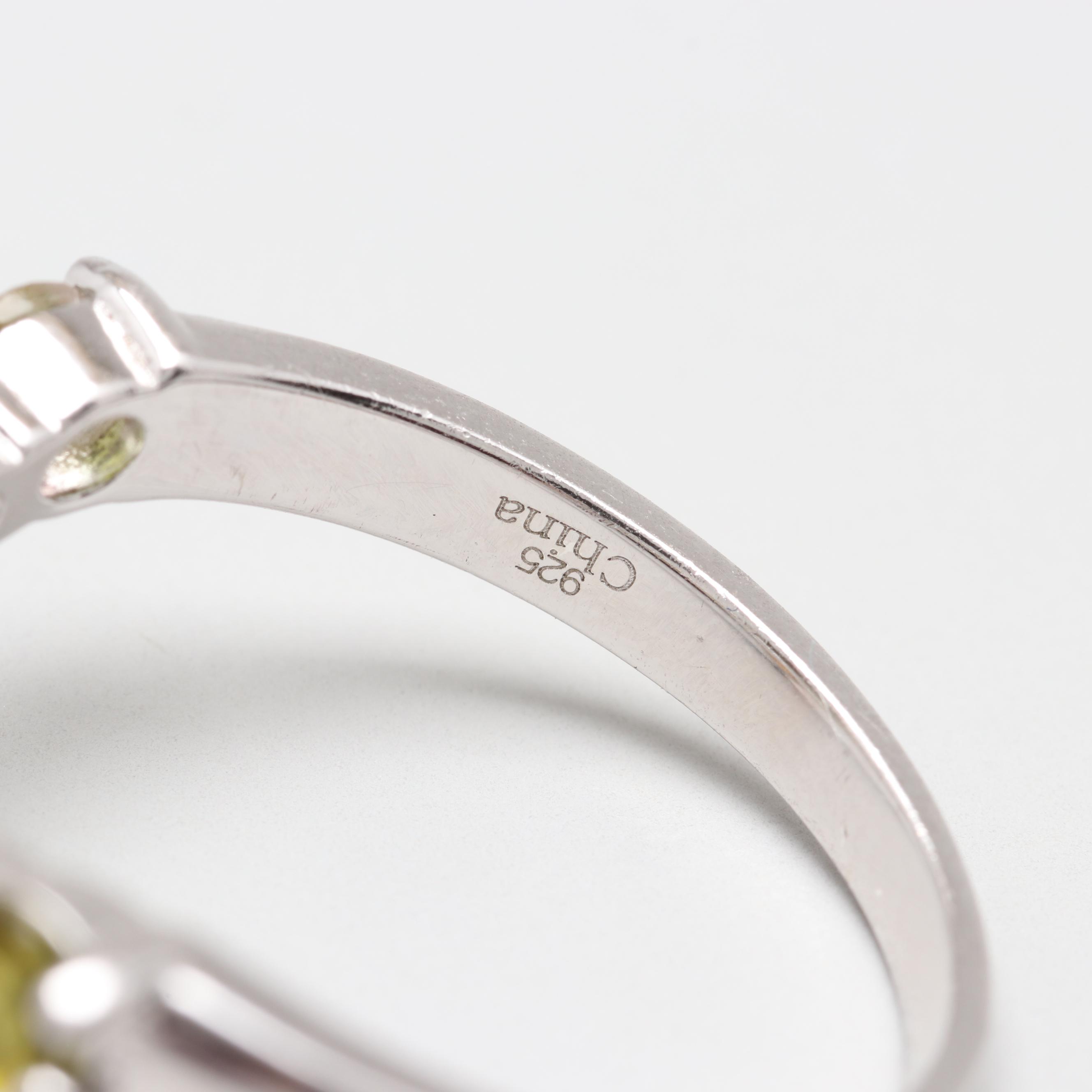 Sterling Silver Ring Selection Including Sapphires and Tourmaline