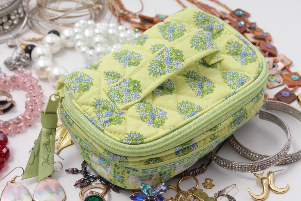 Costume Jewelry with Vera Bradley Makeup Bag