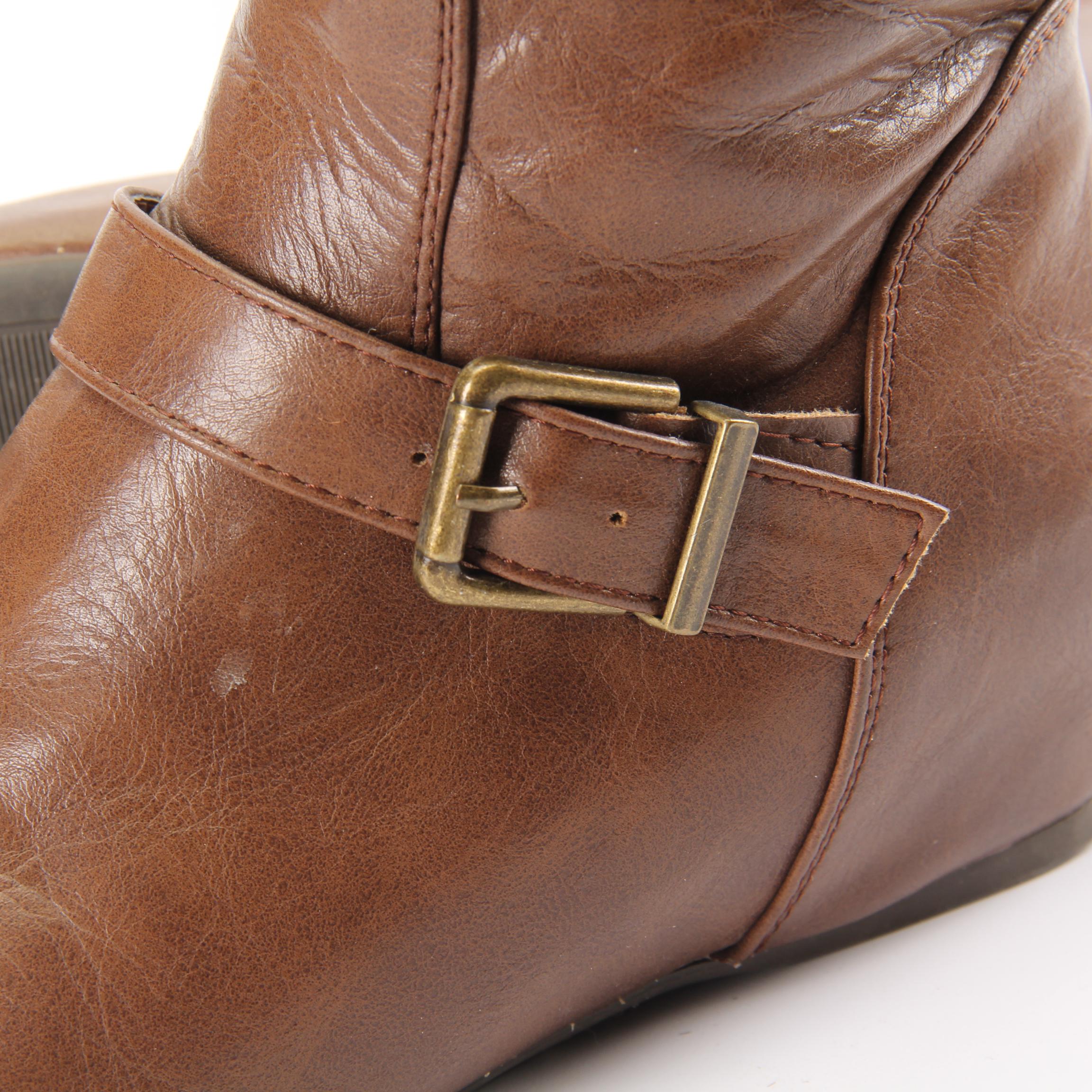 Aldo Brown Faux Leather Boots with Tan Faux Suede Knee-High Boots