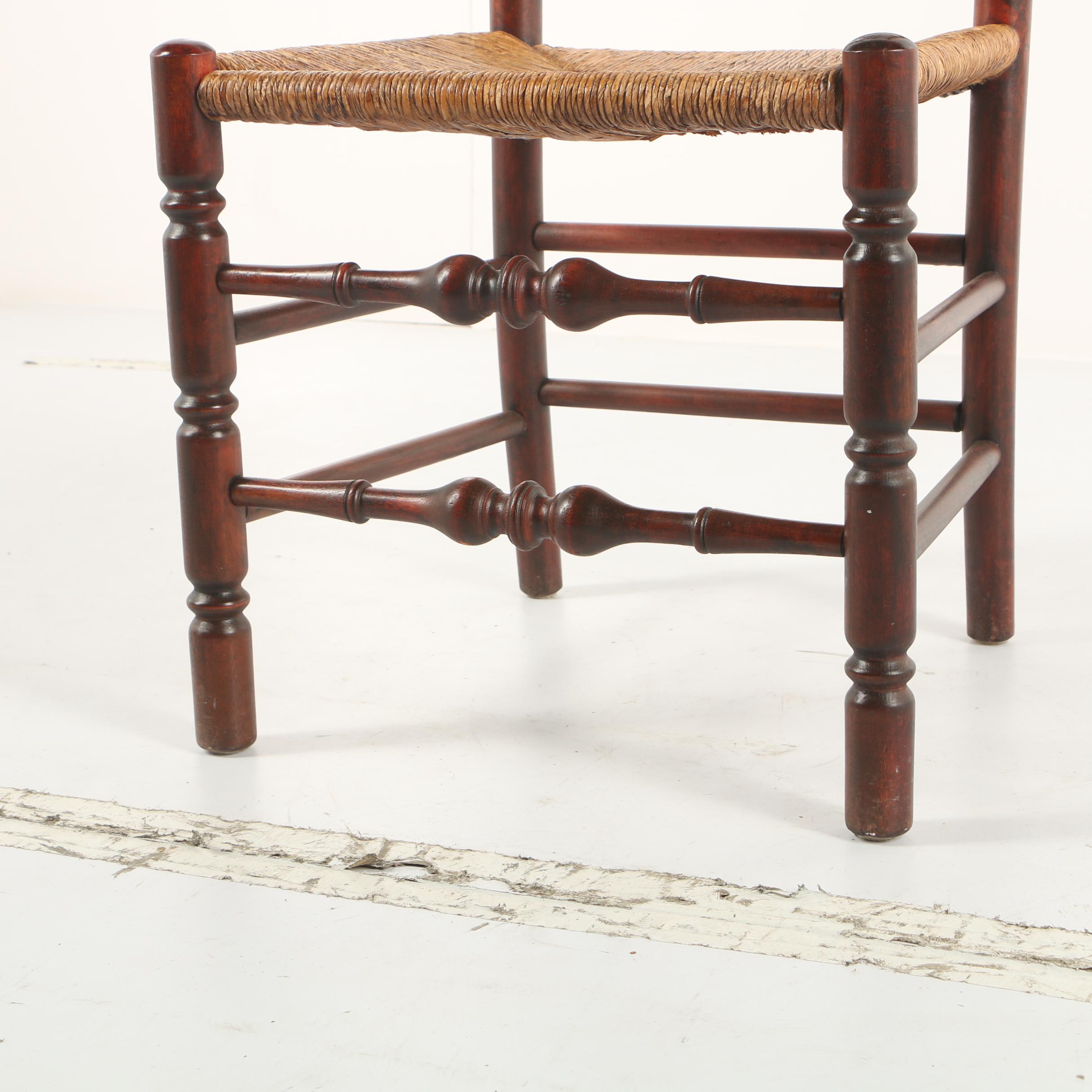 Vintage Ladder Back Side Chairs with Rush Seats