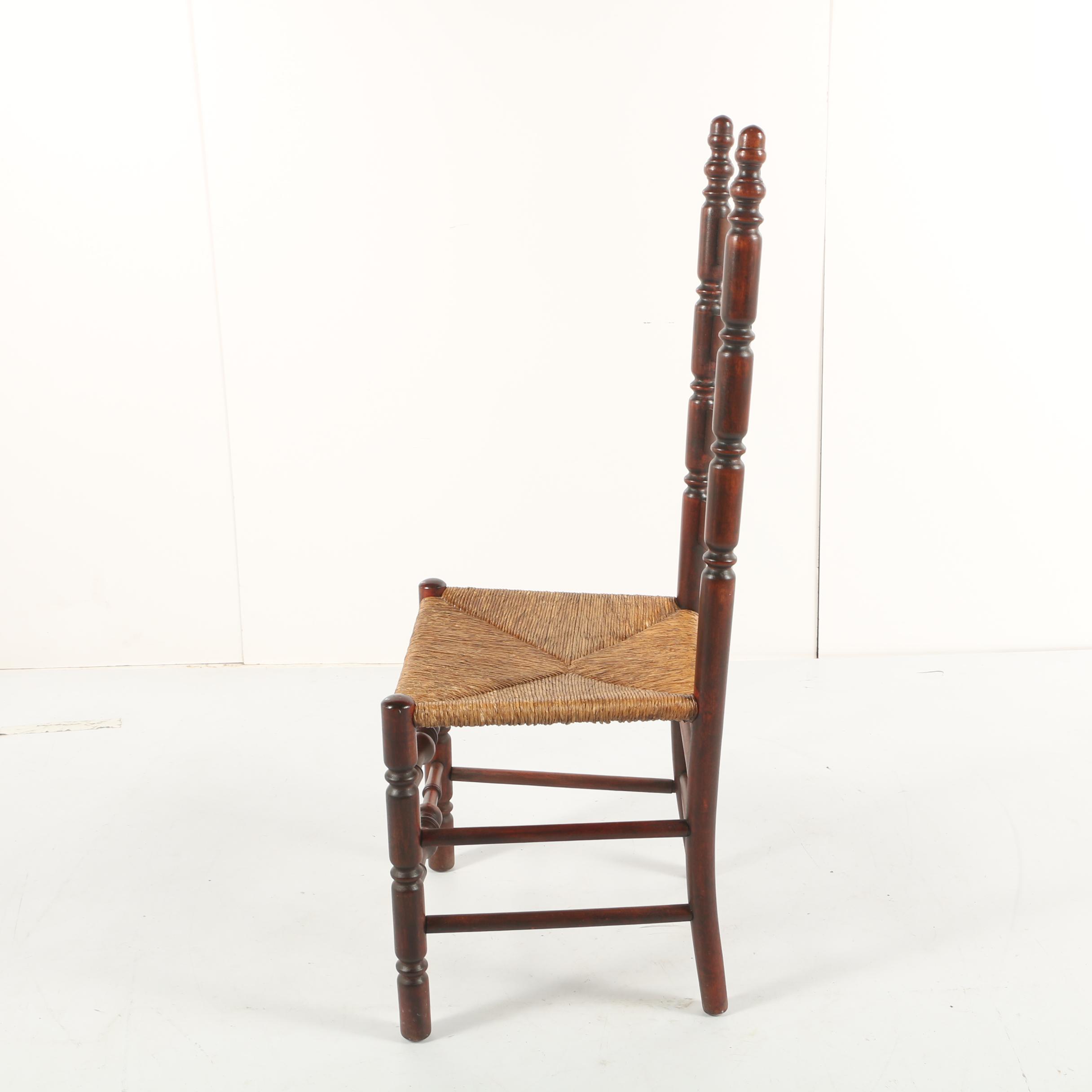 Vintage Ladder Back Side Chairs with Rush Seats