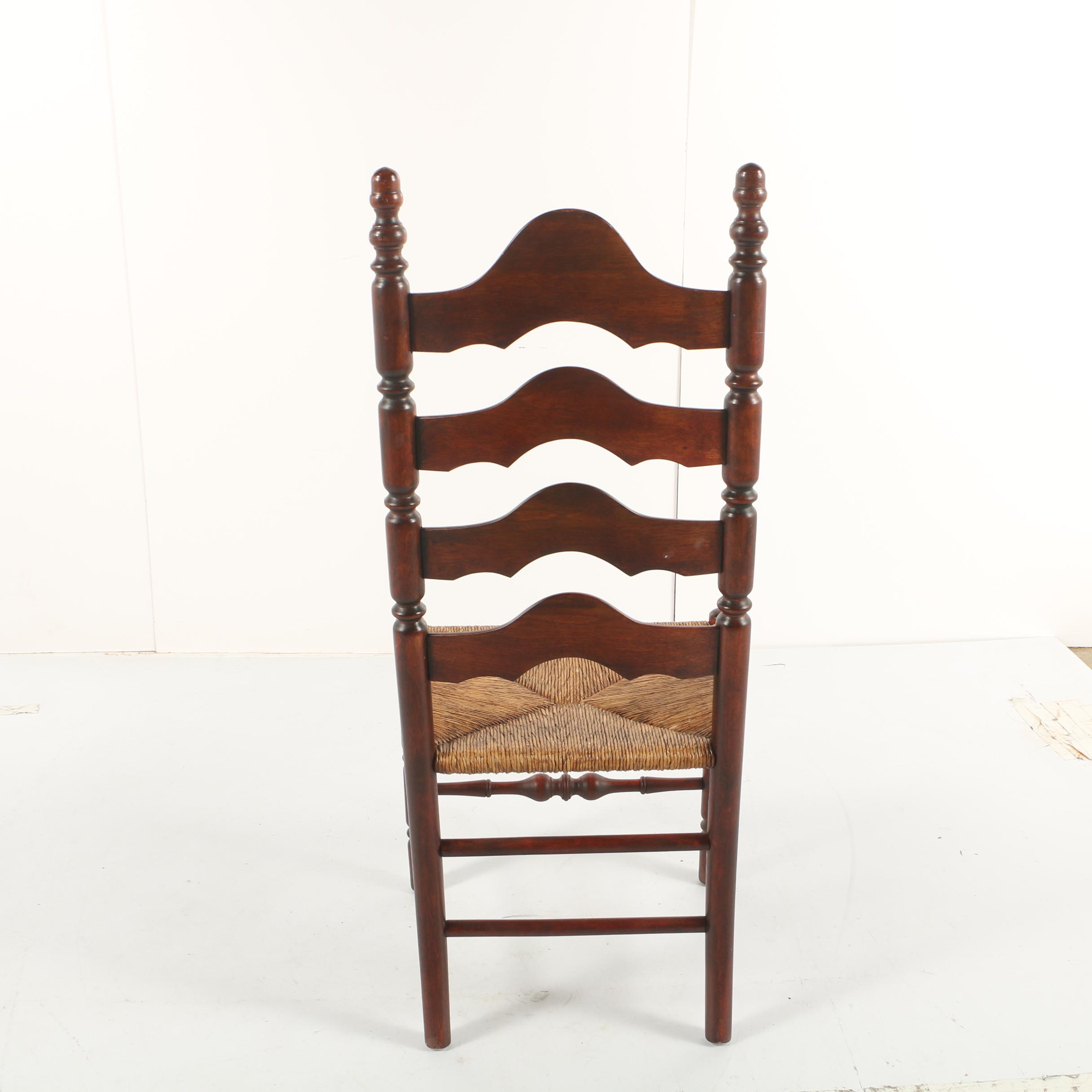Vintage Ladder Back Side Chairs with Rush Seats