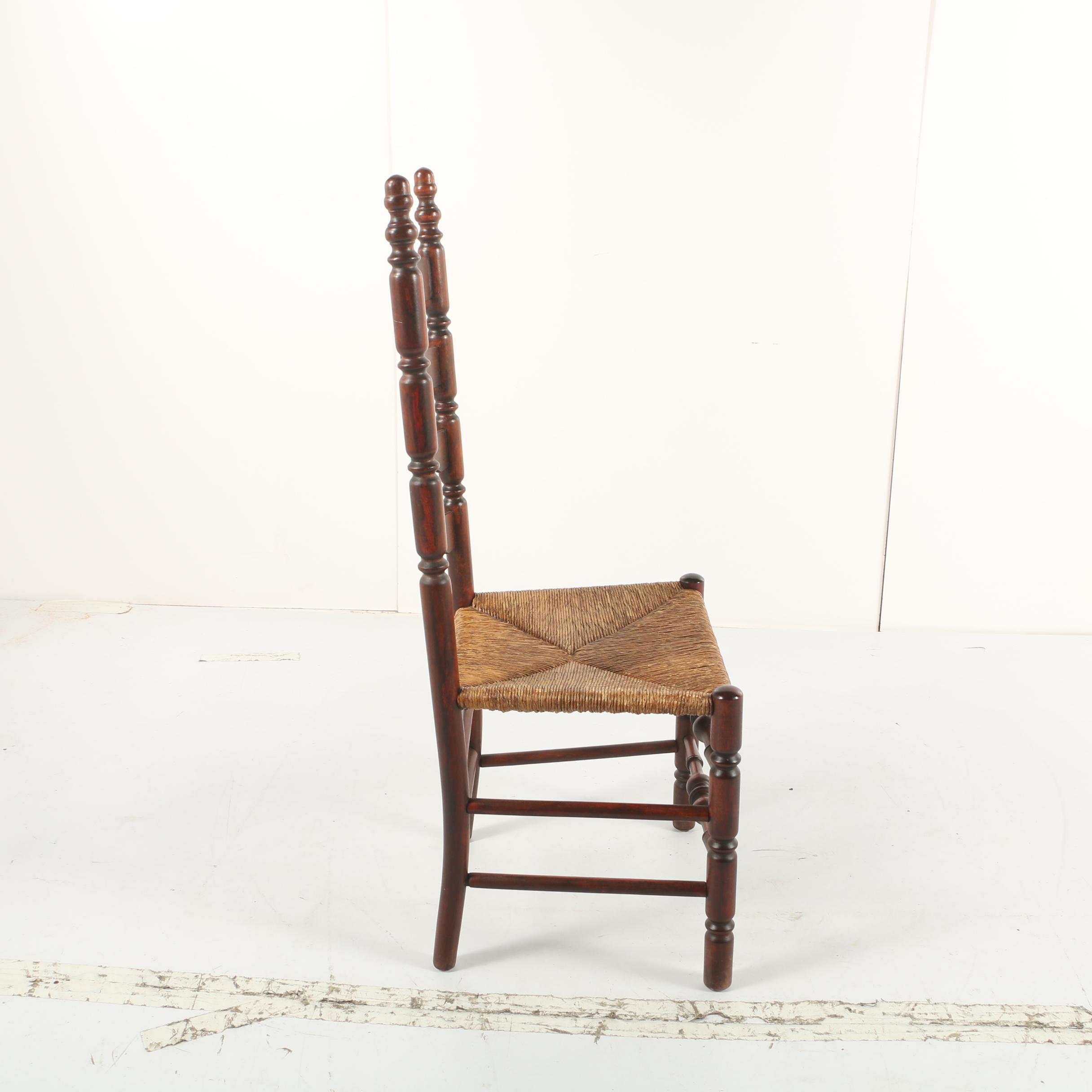 Vintage Ladder Back Side Chairs with Rush Seats