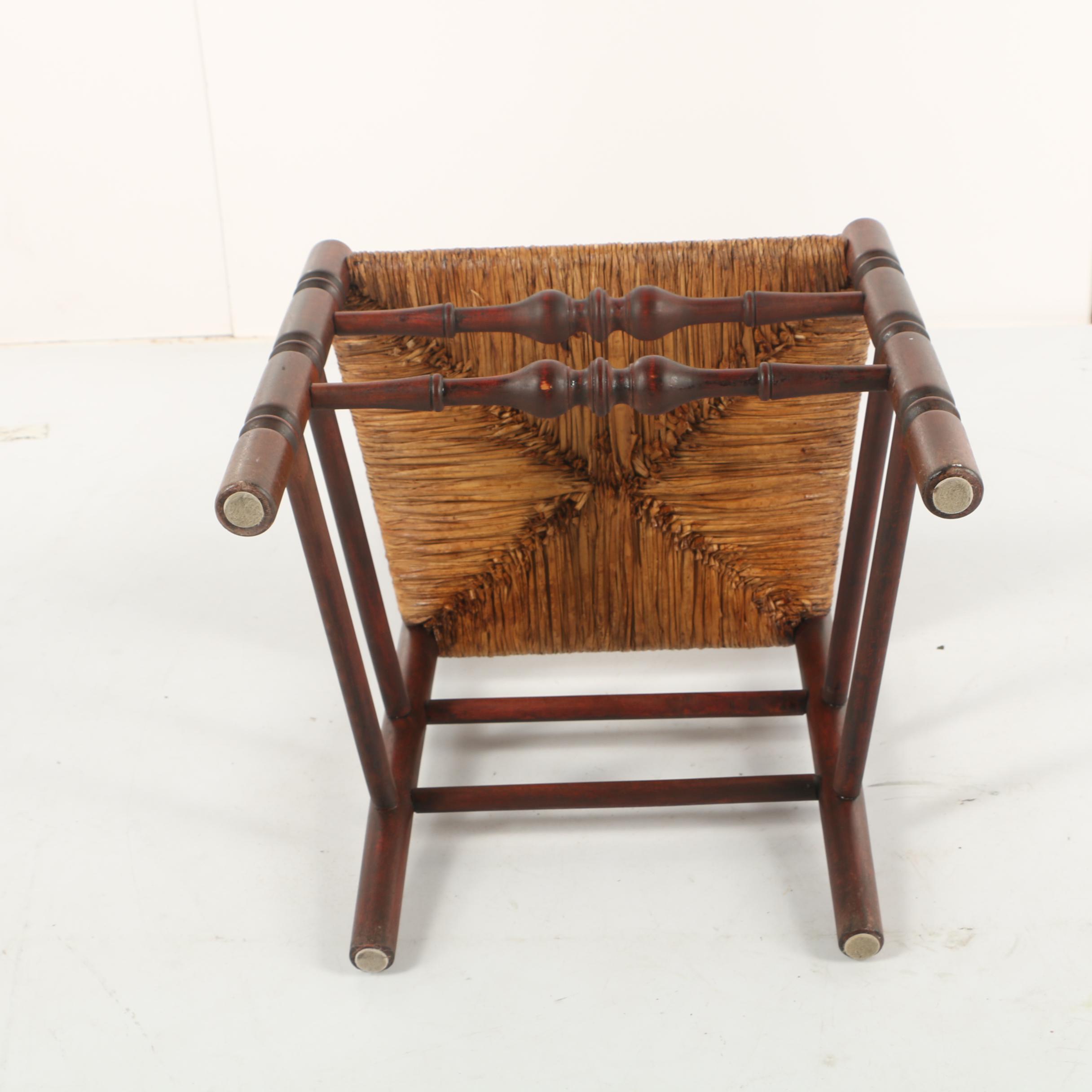 Vintage Ladder Back Side Chairs with Rush Seats