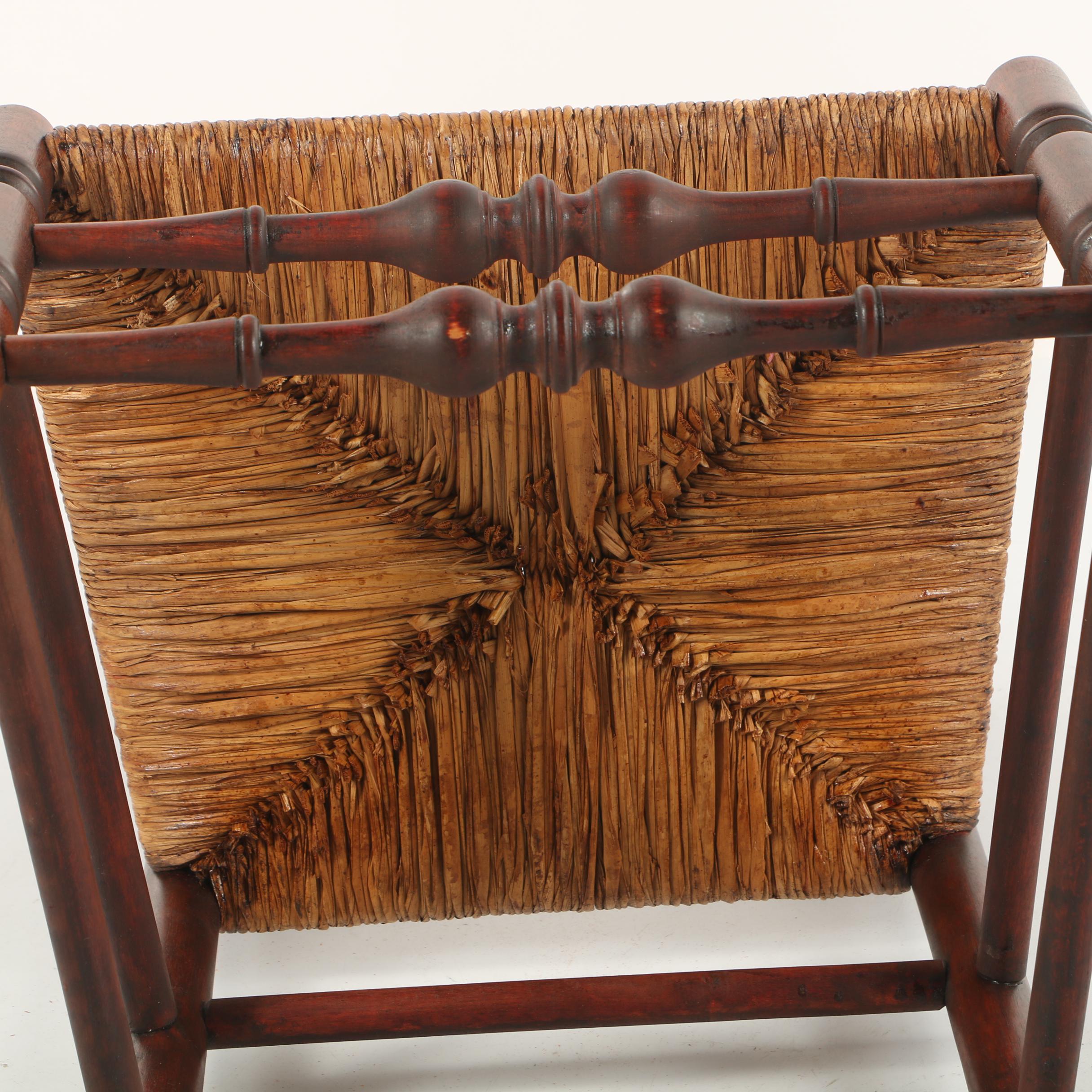 Vintage Ladder Back Side Chairs with Rush Seats