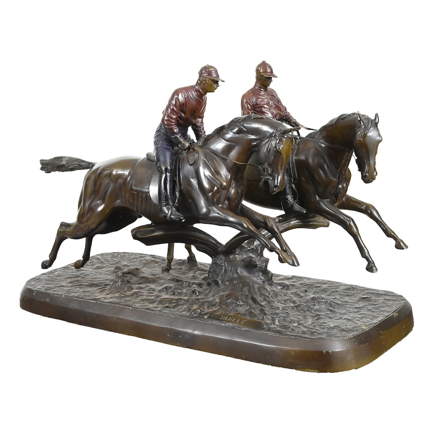 Bronze Jockey Sculpture after Comte Henri-Geoffroy de la Planche de Ruille